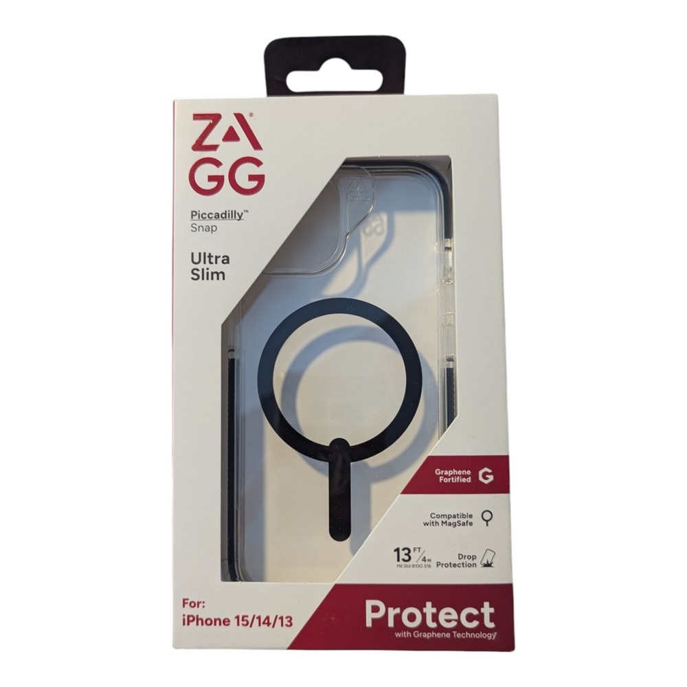 O7. Zagg Piccadilly Snap Case Drop Protection iPhone 15/14/13 - Clear/Black